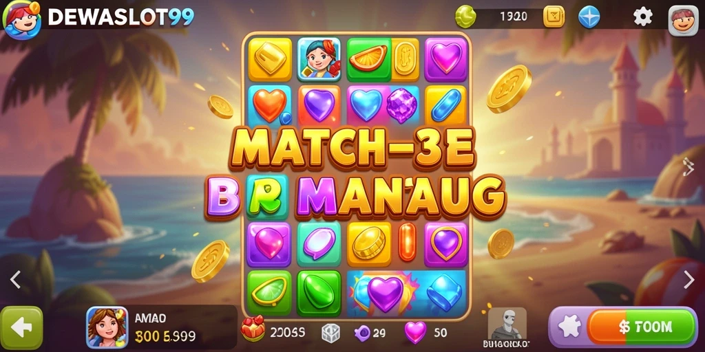 Tampilan menarik dari gameplay DEWASLOT99 yang penuh tantangan Match-3.