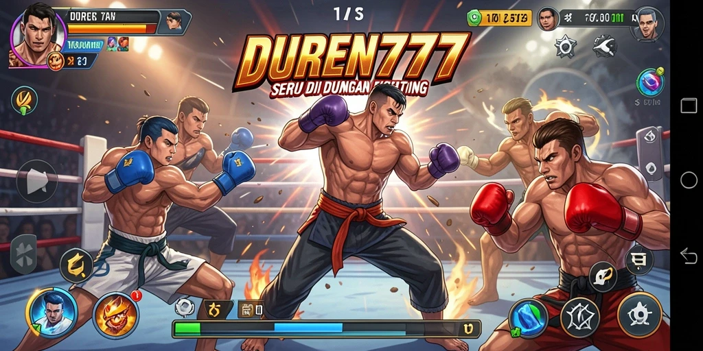 Gameplay DUREN777 menampilkan pertarungan seru dengan karakter unik.