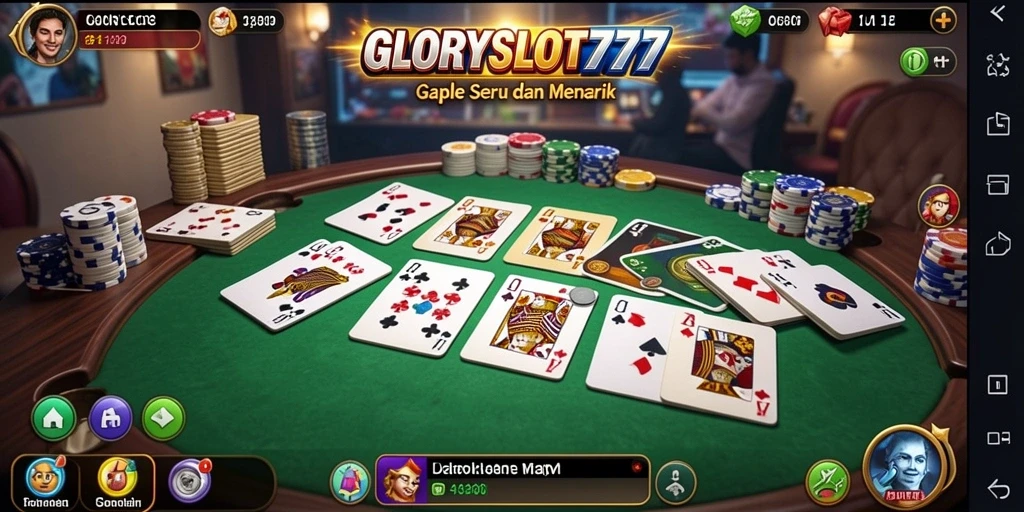 Tampilan gameplay seru dari GLORYSLOT777 yang menghadirkan tantangan Gaple.