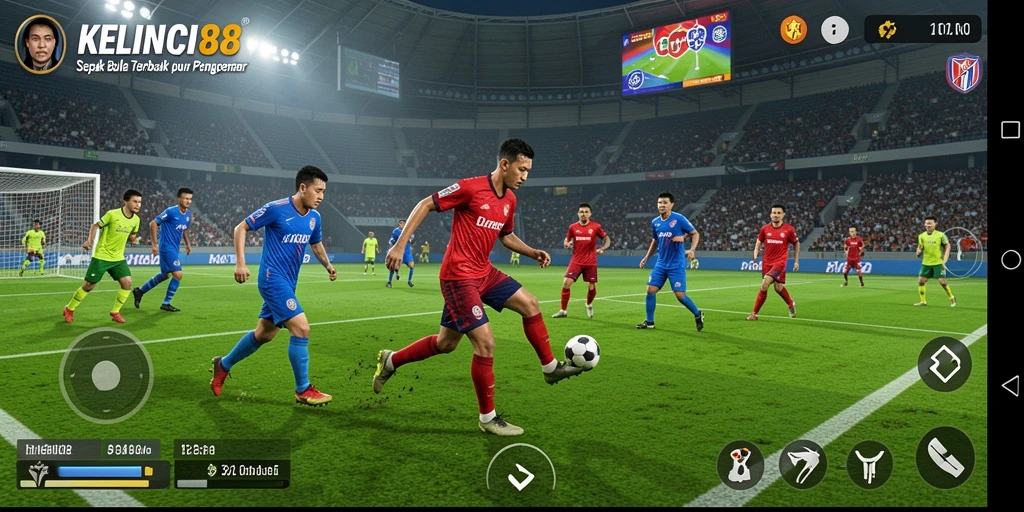 Tampilan menarik gameplay KELINCI88 yang menyajikan pertandingan sepak bola.