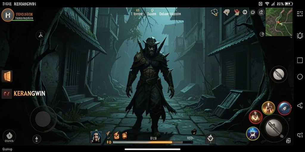 Screenshot dari gameplay KERANGWIN yang seram dan mendebarkan.